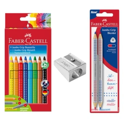 Abbildung von FABER CASTELL 205225 Buntstifte Set Schulanfang, 13 teilig, inkl. Spitzer Jumbo, Bleistifte und Silbenstift