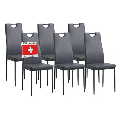 Abbildung von Albatros International Esszimmerstuhl Esszimmerstühle SALERNO 6er Set grau kunstleder edles Design (6er Set, Grau), Italienisches Design, Polsterstuhl, hohe Belastbarkeit, Modern