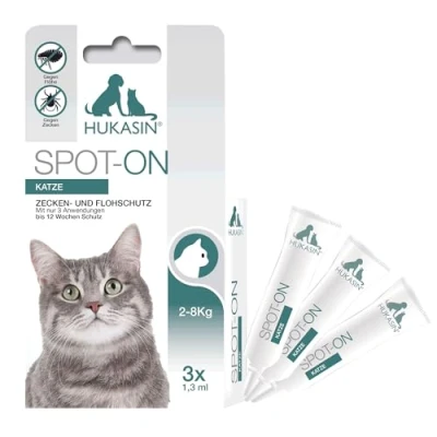 Abbildung von Hukasin Spot On Katze Zecken und Floh Schutz langanhaltender Zeckenschutz für Katzen bis zu 12 Wochen,