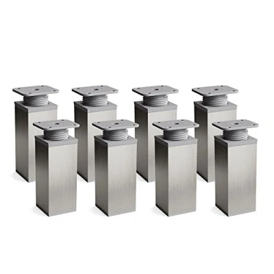 Abbildung von sossai® Möbelfuß Design Möbelfüße, 4er &amp; 8er Set, höhenverstellbar MFV1, Farbe: Inox/G, (8 St), Inox/Grau
