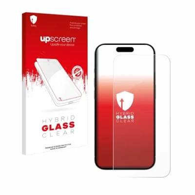 Abbildung von upscreen Schutzglas für Apple iPhone 15/15 Pro Schutzfolie, Glas Folie [Klar, 9H Panzerschutz, Anti Fingerprint]
