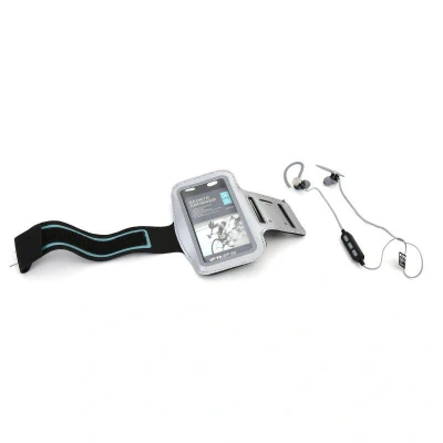 Abbildung von PLATINET Bluetooth Sport Ohrhörer mit Mikrofon + Armband für Smartphone grau