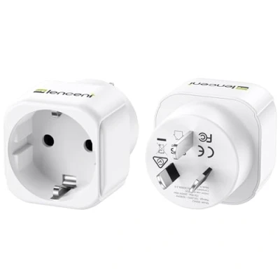Abbildung von LENCENT 2X Reiseadapter Reise Stecker Typ I Euro Schuko Adapter für Australien China Argentinien Neuseeland Fidschi Brasilien Steckdose Weiß