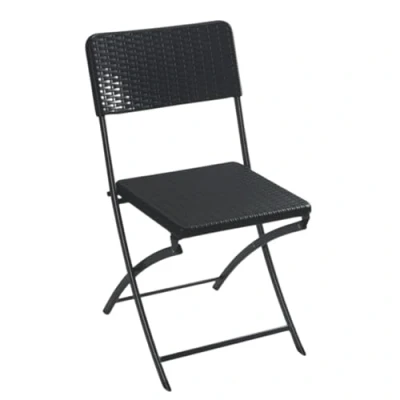 Abbildung von Perel Klappstuhl, klappbar, wetterfest, Rattan Optik, maximal 300 kg, Schwarz