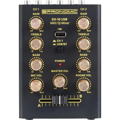 Abbildung von Pronomic DX 10 USB MKII DJ Mixer kompakter 2 Kanal zwei Line Eingänge Band Equalizer Bluetooth und Mikrofoneingang Kopfhörerausgang schwarz