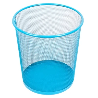 Abbildung von Leviatan Papierkorb Büro 12L Abfalleimer, aus Drahtgeflecht Mülleimer, Papiereimer Metall Büroeimer Mesh Runder, Blau