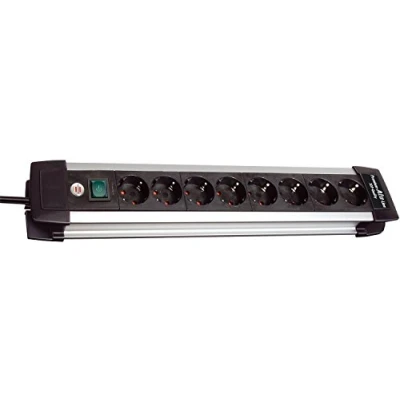 Abbildung von Brennenstuhl Premium Alu Line Steckdosenleiste 8 fach schwarz mit Schalter, 1391000018