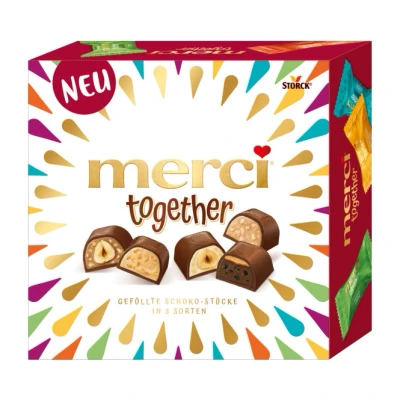 Abbildung von merci together 1 x 175g Mischung von gefüllten Edel Vollmilchschokoladen Pralinen