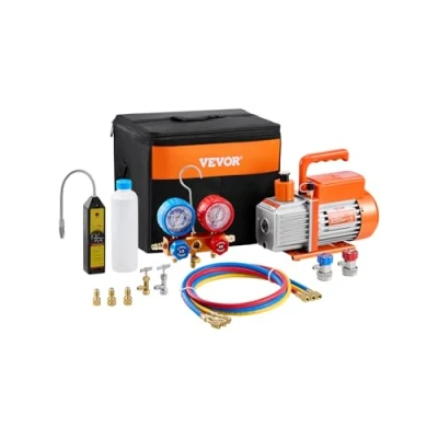 Abbildung von VEVOR 4,5CFM HVAC 1 stufige Vakuumpumpe und Manometer Kit Vacuum Pump 150W