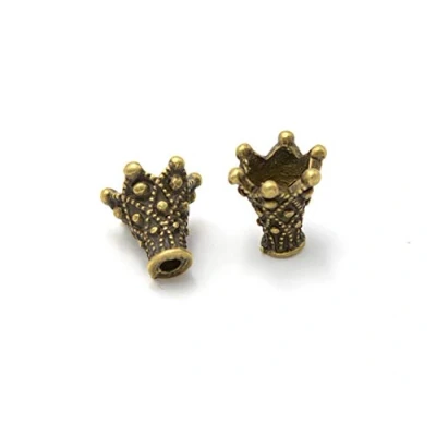Abbildung von Vintageparts 4 hohe Perlkappen als Blume in antik bronzefarben zum Schmuck selber basteln