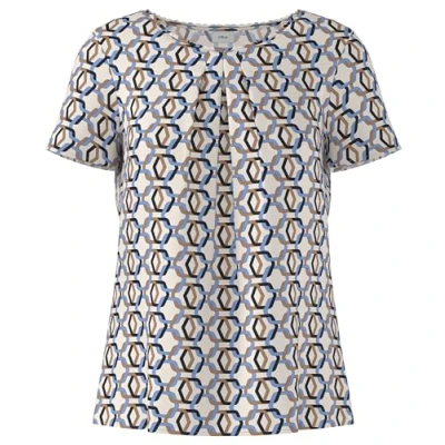 Abbildung von s.Oliver BLACK LABEL Kurzarmbluse Bluse mit All Over Print gerafft bedruckt