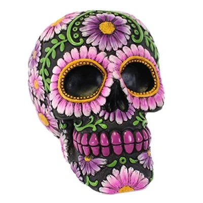 Abbildung von Lila Blumen Candy Skull Spardose