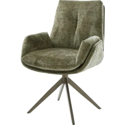 Abbildung von Drehstuhl Clea Flex Chenille Olive Kreuzgestell breit Effektfinish Titan 360 drehbar Wippfunktion