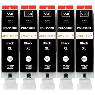 Abbildung von Amaprint 5 XL Patronen kompatibel mit Canon PGI 550 Schwarz passend für IP7250 IP8750 IX6850 MG5450 MG5550 MG5650 MG5655 MG6350 MG6450 MG6650 MG7150 MG7550 MX725 MX925