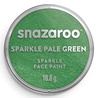 Abbildung von Snazaroo 1118401 Kinderschminke, hautfreundliche hypoallergene Gesichtschminke auf Wasserbasis, wasservermalbar, parabenfrei, 18ml Topf Blassgrün schillernd