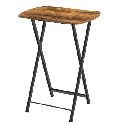 Abbildung von HOOBRO Beistelltisch Klappbar, Kleiner Sofatisch, Tablett Tisch, Kaffeetisch TV Tray im Industriestil, Serviertisch Snack Tisch für kleinen Raum, einfach montierbar, stabiles, Dunkelbraun EBF17BZ01