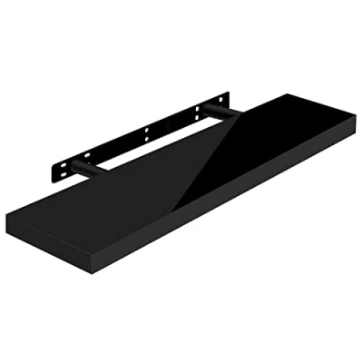 Abbildung von WOLTU Wandregal Volato Wandboard freischwebend hochglänzend Schwarz Schweberegal CD DVD Regal Bücherregal Holz Board 70x22,9x3,8cm RG9479sz