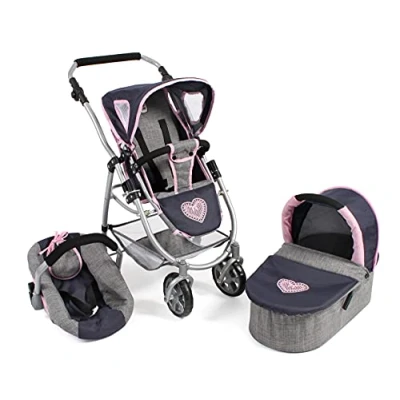 Abbildung von Bayer Chic 2000 Puppenwagen 3 in 1 Kombi EMOTION ALL Melange grau navy