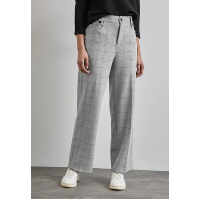 Abbildung von Street One Karierte Straight LEG Stoffhose, Damen, Größe: 42x30, Grau