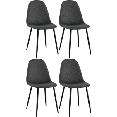 Abbildung von CLP 4er Set Esszimmerstühle Napier I Stoff Kunstleder Samt Metallgestell, Farbe:schwarz, Material:Stoff