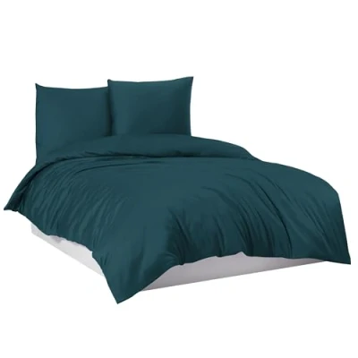 Abbildung von Mixibaby Bettwäsche Bettgarnitur Bettbezug 100% Baumwolle 135x200 155x220 200x200 200x220, Farbe:Teal, Größe:200 x 200 cm