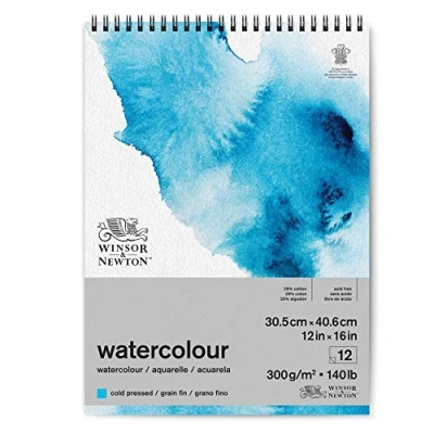 Abbildung von Winsor &amp; Newton 6662584 Classic Aquarellpapier in Spiralbindung 12 Blatt 30,5 x 40,6cm, 300g/m², kaltgepresstes, leicht texturiertes weißes Papier archivierbarer Qualität, gilbbeständig