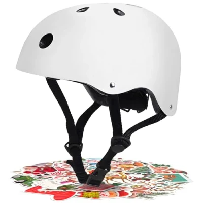 Abbildung von LeapBeast Skaterhelm Fahrradhelm, Belüftung Sicherheit leicht Skateboarding Helm für Fahrrad Skateboard Scooter BMX Kind Erwachsene (Weiß Weihnachten, S)