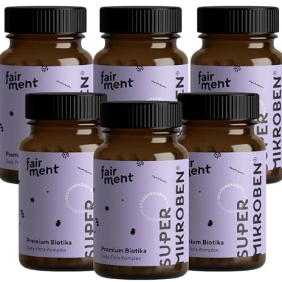 Abbildung von fairment SuperMikroben® Bakterien Stämme 3 MRD KBE/Tagesdosis, mit Zink, vegan, histamin freundlich und hochdosiert, 60 Kapseln aus Deutschland (6 Gläser je Kapseln)
