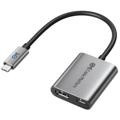 Abbildung von Cable Matters 48Gbps USB C auf HDMI 2.1 Adapter unterstützt 4K@120Hz/8K@60Hz (DSC erforderlich) HDR 100W PD, Mit Thunderbolt 4/3 kompatibel Die maximale Auflösung jedem MacBook beträgt 4K@60Hz