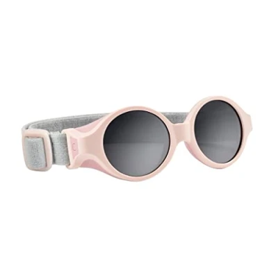 Abbildung von BÉABA, Sonnenbrille für Babys von 0 bis 9 Monaten, 100% UV Schutz KAT. 4, Seitenschutz, optimaler Komfort, verstellbares elastisches Kopfband, Bonbonrosa