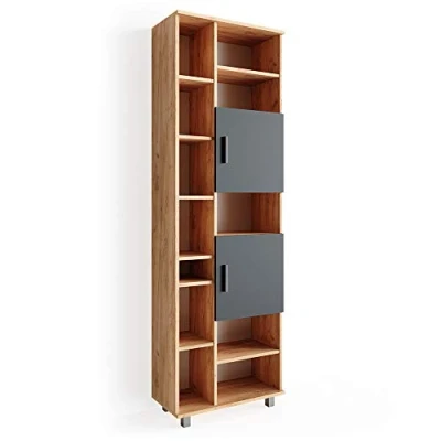 Abbildung von Vicco Hochschrank Ilias, Eiche/Anthrazit, 60 x 190 cm Drehbar