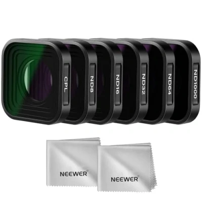 Abbildung von NEEWER ND Filter Set kompatibel mit GoPro Hero 13 12 11 10 9 Black, 6er Pack, CPL Polfilter Graufilter (ND8/ND16/ND32/ND64/ND1000) Objektiv Filterset, Actionkamera Zubehör, 2X Reinigungstuch