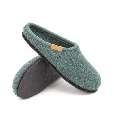 Abbildung von Gottstein Filz Hausschuh Alpine Light Damen &amp; Herren Pantoffel aus 100% Schurwolle Bluegreenmele, 40