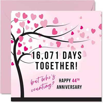Abbildung von Lustige Karte zum 44. Hochzeitstag für Frau oder Ehemann 16071 Days Together I Love You Geschenke, Happy 44th Wedding Anniversary Karten Partner, 145 mm x Grußkarten Jahrestag