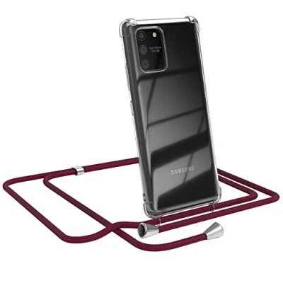 Abbildung von EAZY CASE Handykette kompatibel mit Samsung Galaxy S10 Lite Handyhülle Umhängeband, Handykordel Schutzhülle, Silikonhülle, Hülle Band, Stylische Kette für Smartphone, Burgunder Rot
