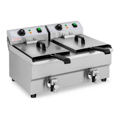 Abbildung von Royal Catering Fritteuse Edelstahl Gastronomie Elektro 2 x 10 L Kaltzone