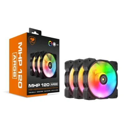 Abbildung von COUGAR MHP 120 Hoch Leistungslüfter für PC Gehäuse, Wasserkühlung (3 Fan Pack, ARGB)