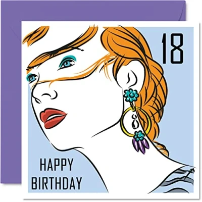 Abbildung von Stuff4 Geburtstagskarte zum 18. Geburtstag für Frauen Earing Girl Freundin, Schwester, Tochter, Enkelin, Cousin, Tante, 145 mm x mm, 18