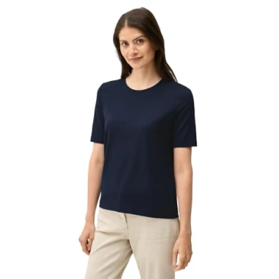 Abbildung von CECIL Damen 3225993 Basic Rundhals T Shirt, Urban Navy Blue, S