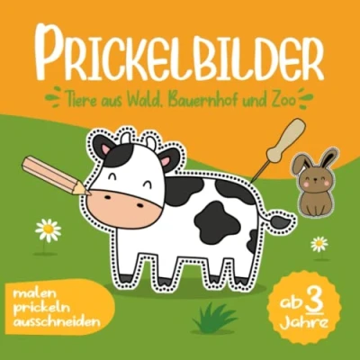 Abbildung von Prickelbilder ab 3 Jahre Tiere aus Wald Bauernhof und Zoo prickeln malen ausschneiden: Prickelblock &amp; Prickelbuch zum basteln,Bastelbuch mit ... im Kindergarten als Prickelset Bastelset