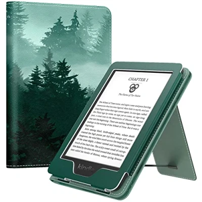 Abbildung von MoKo Hülle Kompatibel mit 6&quot; Kindle 11th Gen 2024/2022/10th 2019/8th 2016, Slim PU Tablet Schutzhülle Auto Schlaf/Aufwach Handschlaufe für 11/10/8, Grüner Wald