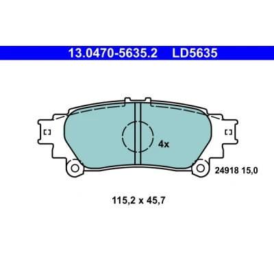 Abbildung von ATE Ceramic 13.0470 5635.2 Bremsbelagsatz ohne integrierten Verschleißwarnkontakt TOYOTA: Prius Plus, LEXUS: RX III