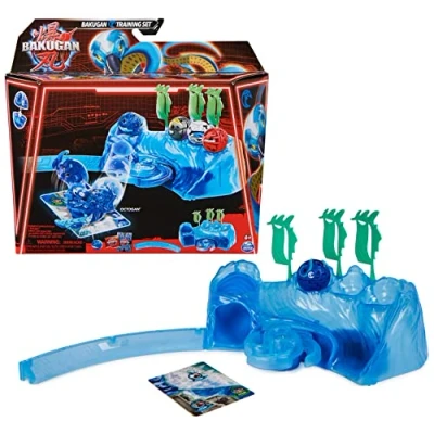 Abbildung von Bakugan 3.0 Training Set mit Core Ball Octogan vom Wasser Clan, Trainingslandschaft individuell zusammenstellbarer Actionfigur und Sammelkarten, für Kinder ab 6 Jahren