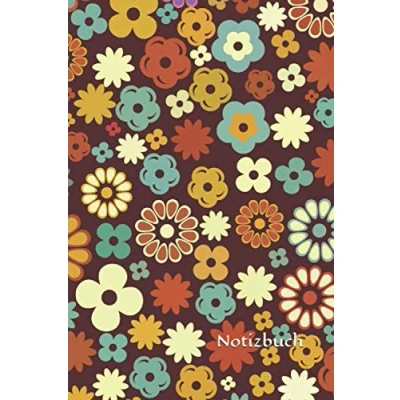 Abbildung von Notizbuch: Blumen Notizbuch 6x9 Zoll DIN A5 120 Seiten Punktraster Retro Blumenmuster Notizheft Hippie Tagebuch geblümtes Notebook