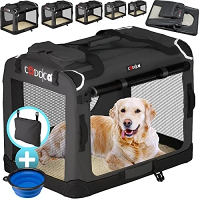 Abbildung von Cadoca Tiertransportbox, faltbar S 50x34x36cm Hundebox Hundetransportbox Anthrazit