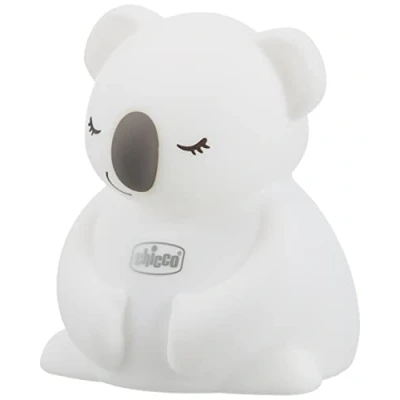 Abbildung von Chicco Nachtlicht Koala Aufladbar Baby, Mehrfarbiges LED in Weichem Silikon, Baby mit 8 Farben, One Touch Aktivierung, Ohne Erhitzen, Ladegerät USB Kabel