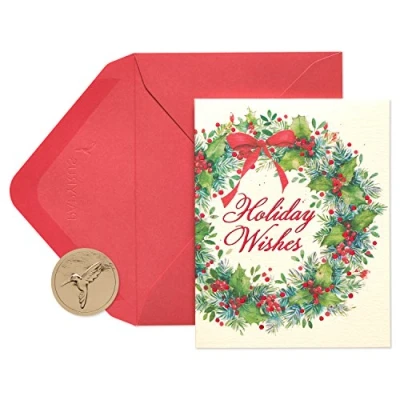 Abbildung von Papyrus Weihnachtskarten mit Umschlägen, wunderbarer Urlaub, Kranz (20 Stück)