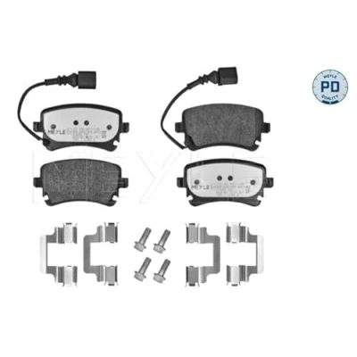 Abbildung von MEYLE 025 233 2617 1/PD Bremsbelagsatz PD Quality Hinterachse inkl. Verschleißwarnkontakt mit Anti Quietsch Blech VOLKSWAGEN: Multivan 5 (7HM