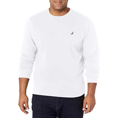 Abbildung von Nautica Herren Basic Crew Neck Fleece Sweatshirt, Bright White, Medium
