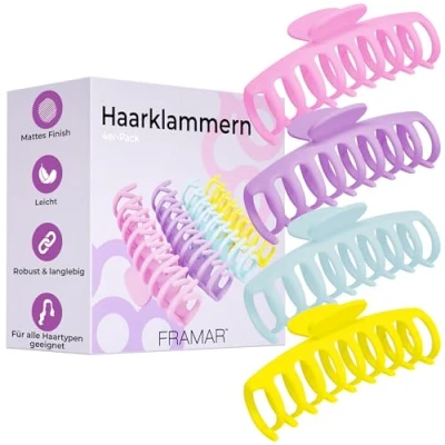Abbildung von FRAMAR Pastell Haarklammern Groß Haarklammer Dickes Haar xxl, Haarspangen Damen Dünnes Haar, Für Damen, Haarclips Haarspange Groß, Claw Clip Große 4